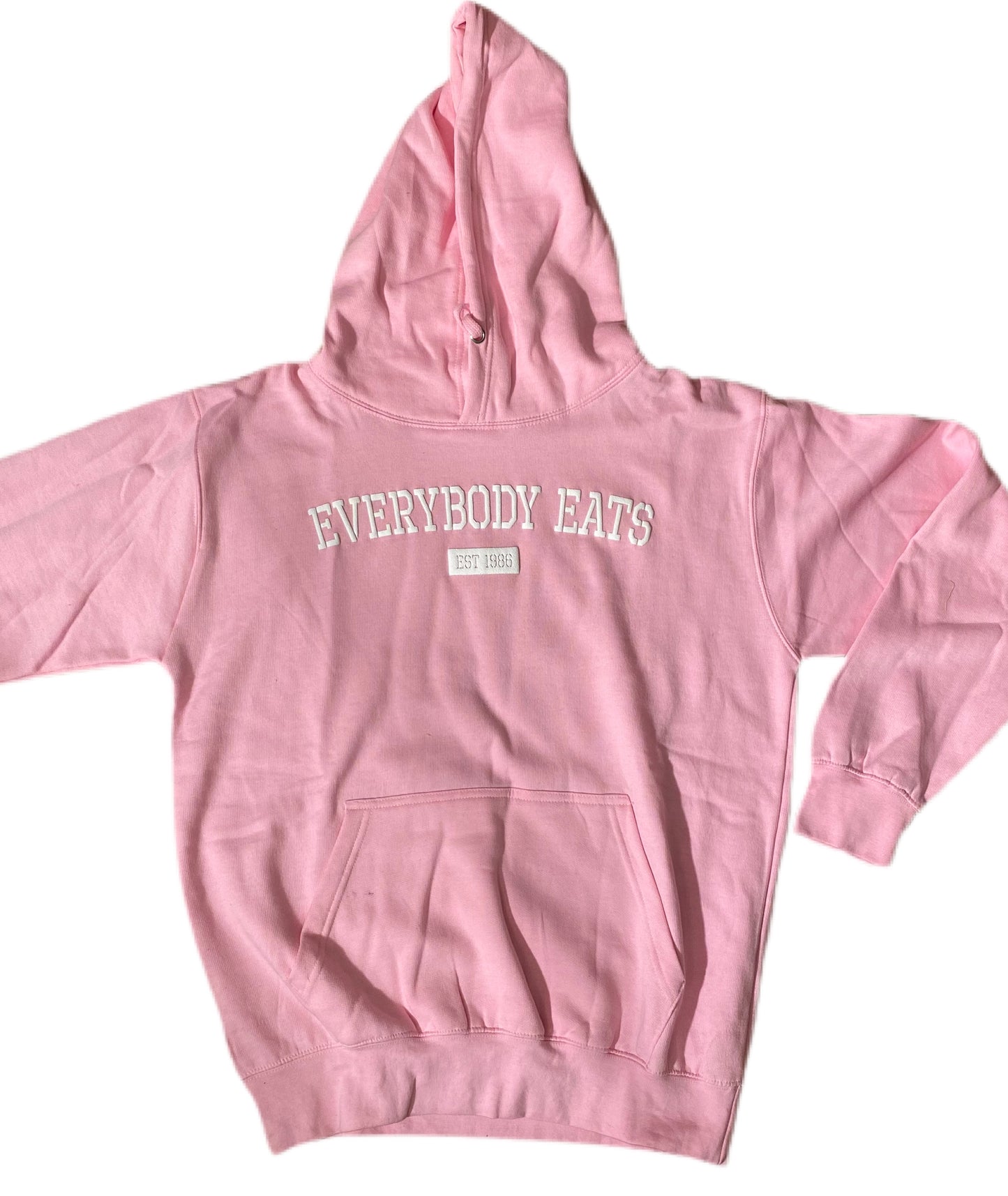 "Everybody Eats" Pink & White Puff Ink