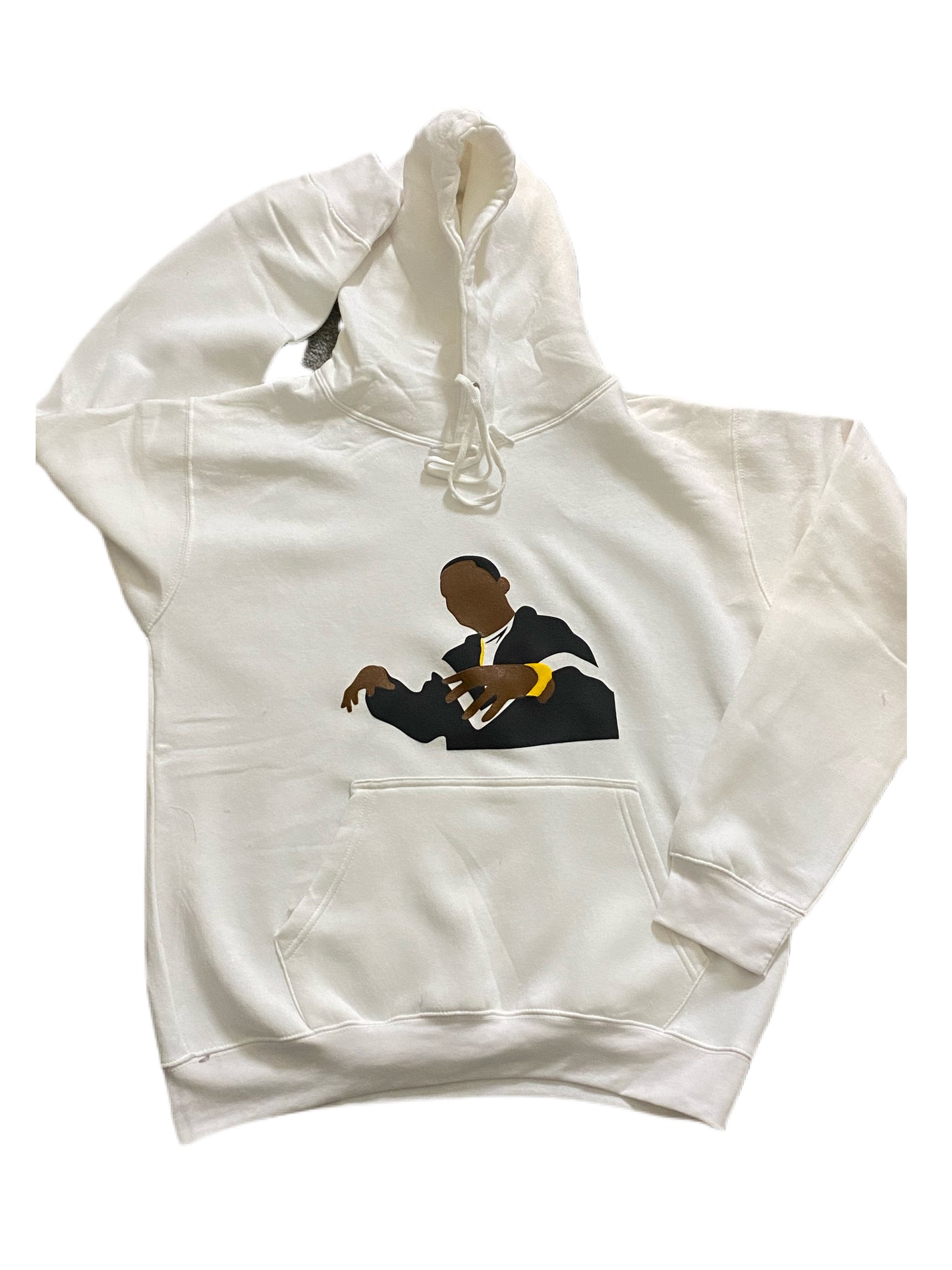 "I'M BROKE, BABY" WHITE HOODED SWEATSHIRT